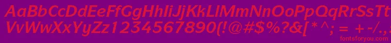ItcsymbolstdBolditalic-Schriftart – Rote Schriften auf violettem Hintergrund