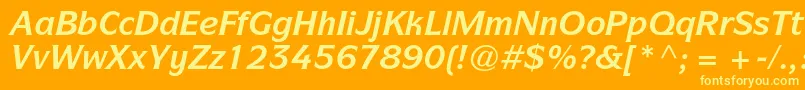 ItcsymbolstdBolditalic-Schriftart – Gelbe Schriften auf orangefarbenem Hintergrund