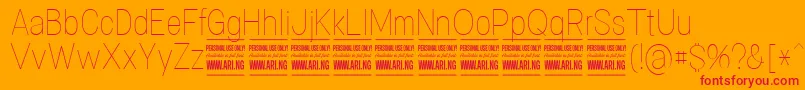 SpecifypersonalConthin-Schriftart – Rote Schriften auf orangefarbenem Hintergrund