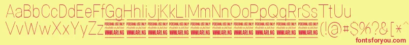 SpecifypersonalConthin Font – Red Fonts on Yellow Background