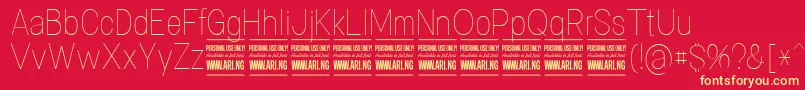 フォントSpecifypersonalConthin – 黄色の文字、赤い背景