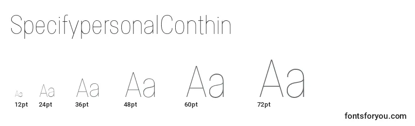 SpecifypersonalConthin Font Sizes