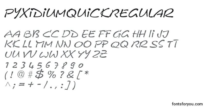 Schriftart PyxidiumquickRegular – Alphabet, Zahlen, spezielle Symbole