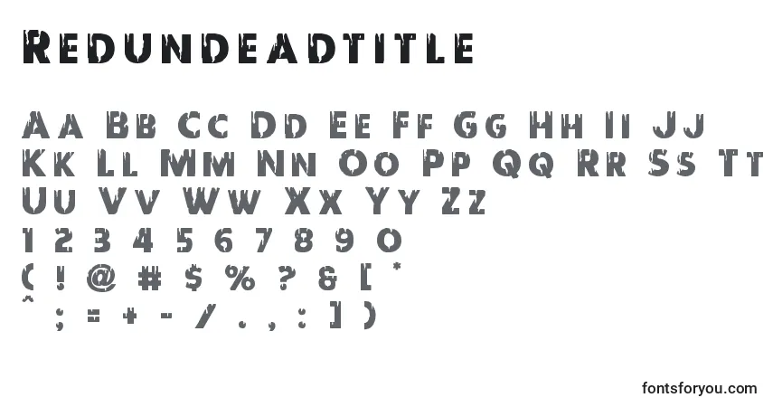 Czcionka Redundeadtitle – alfabet, cyfry, specjalne znaki