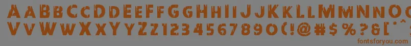 フォントRedundeadtitle – 茶色の文字が灰色の背景にあります。