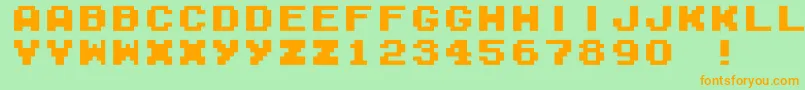 フォントM04FatalFuryBlack – オレンジの文字が緑の背景にあります。
