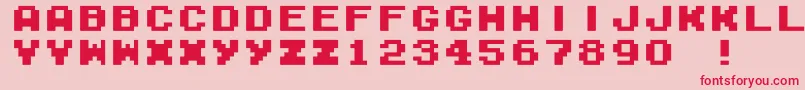 M04FatalFuryBlack-fontti – punaiset fontit vaaleanpunaisella taustalla