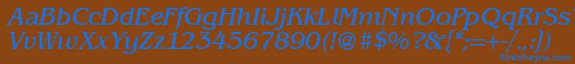 BenjaminserifRegularitalic Font – Blue Fonts on Brown Background