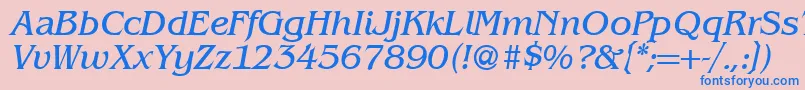 BenjaminserifRegularitalic Font – Blue Fonts on Pink Background