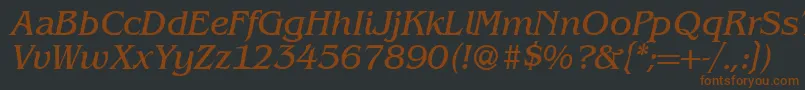 Шрифт BenjaminserifRegularitalic – коричневые шрифты на чёрном фоне