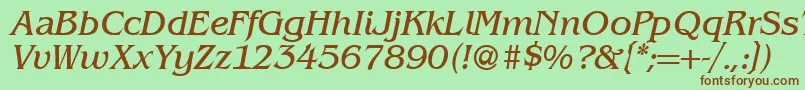 BenjaminserifRegularitalic Font – Brown Fonts on Green Background