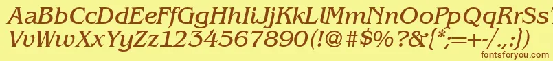 Шрифт BenjaminserifRegularitalic – коричневые шрифты на жёлтом фоне