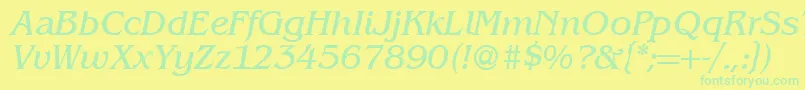 BenjaminserifRegularitalic Font – Green Fonts on Yellow Background