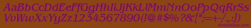 BenjaminserifRegularitalic Font – Purple Fonts on Brown Background