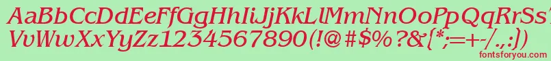 Fonte BenjaminserifRegularitalic – fontes vermelhas em um fundo verde