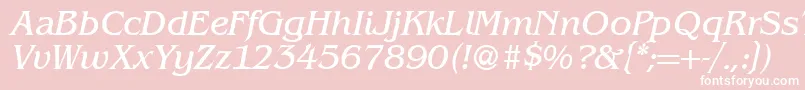 Fonte BenjaminserifRegularitalic – fontes brancas em um fundo rosa