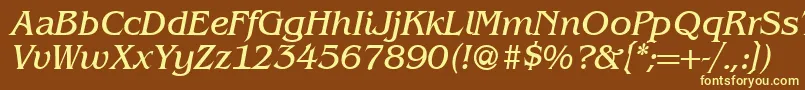 BenjaminserifRegularitalic Font – Yellow Fonts on Brown Background