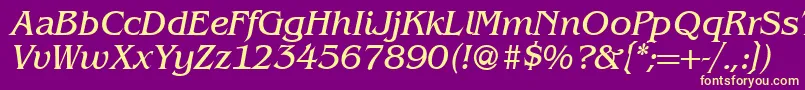 BenjaminserifRegularitalic Font – Yellow Fonts on Purple Background