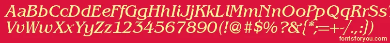 Fonte BenjaminserifRegularitalic – fontes amarelas em um fundo vermelho