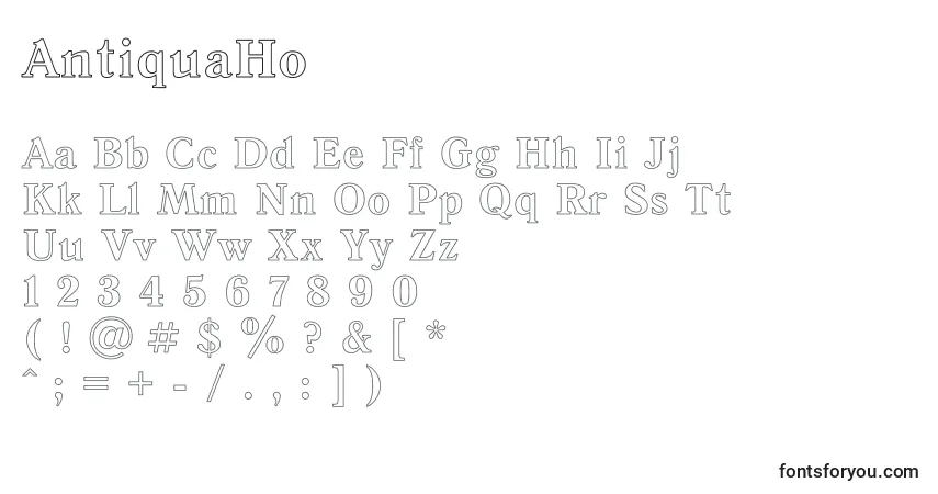 Czcionka AntiquaHo – alfabet, cyfry, specjalne znaki