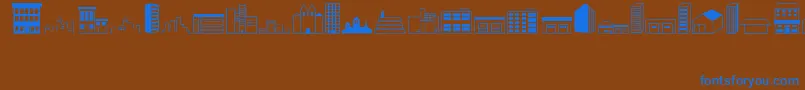 フォントBuildings – 茶色の背景に青い文字