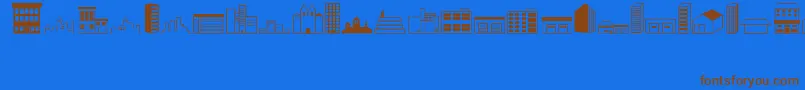 Buildings Font – Brown Fonts on Blue Background
