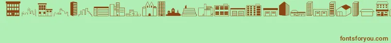 Buildings Font – Brown Fonts on Green Background