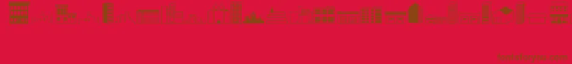 Weitere Informationen zur Buildings-Schriftart Buildings-Schriftart – Braune Schriften auf rotem Hintergrund