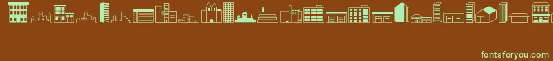 Buildings Font – Green Fonts on Brown Background