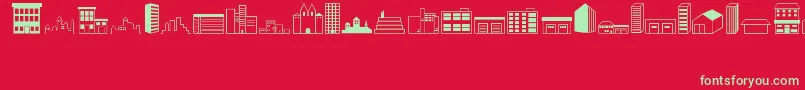 Buildings Font – Green Fonts on Red Background