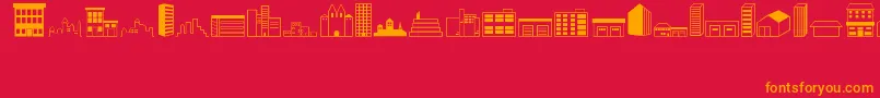 Buildings Font – Orange Fonts on Red Background