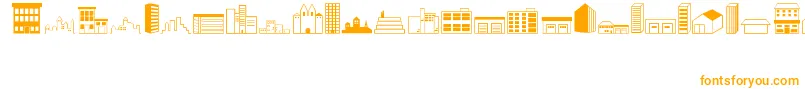 Buildings Font – Orange Fonts on White Background