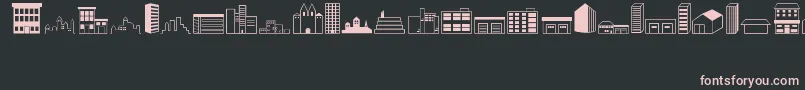 Buildings Font – Pink Fonts on Black Background