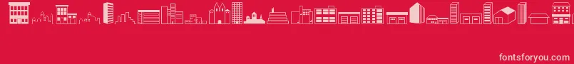 Buildings-Schriftart – Rosa Schriften auf rotem Hintergrund