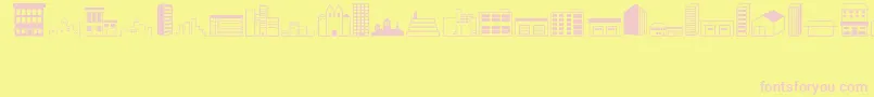 Buildings Font – Pink Fonts on Yellow Background