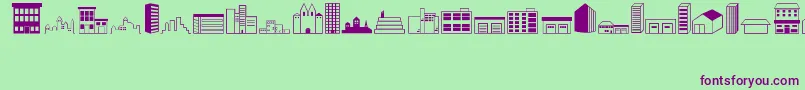 Buildings Font – Purple Fonts on Green Background