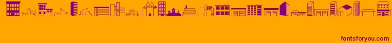 Buildings-Schriftart – Violette Schriften auf orangefarbenem Hintergrund