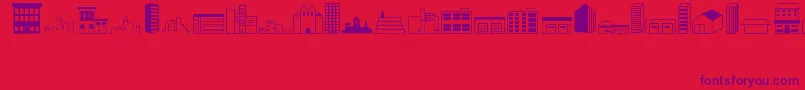 Buildings Font – Purple Fonts on Red Background