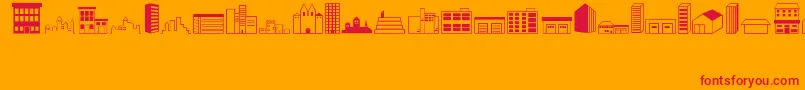 Buildings Font – Red Fonts on Orange Background