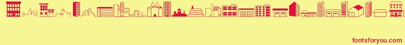 Buildings Font – Red Fonts on Yellow Background