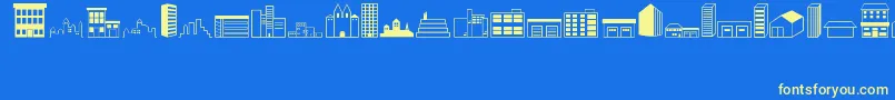 Buildings Font – Yellow Fonts on Blue Background