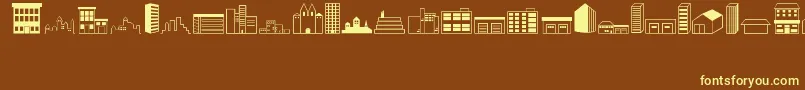 Buildings Font – Yellow Fonts on Brown Background