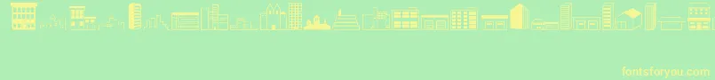 Buildings Font – Yellow Fonts on Green Background