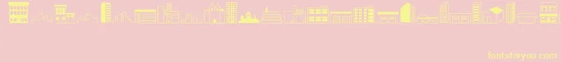 Buildings-Schriftart – Gelbe Schriften auf rosa Hintergrund