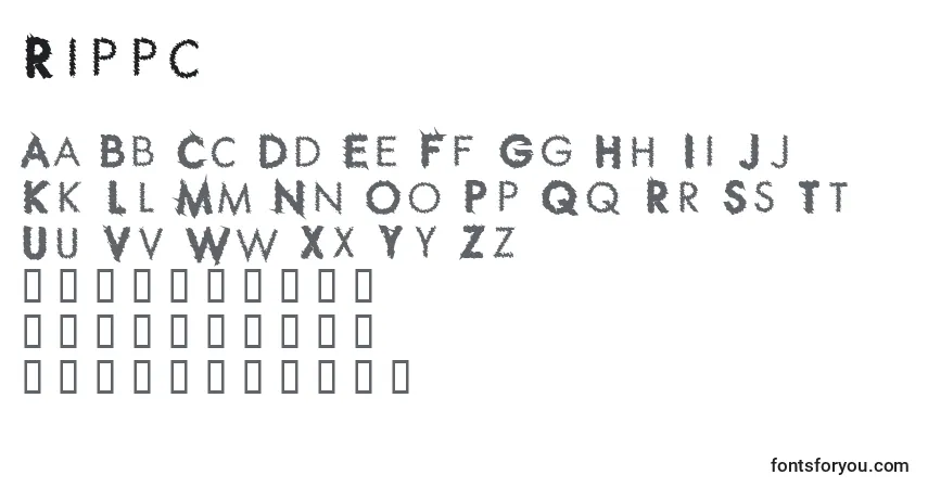 Czcionka Rippc – alfabet, cyfry, specjalne znaki