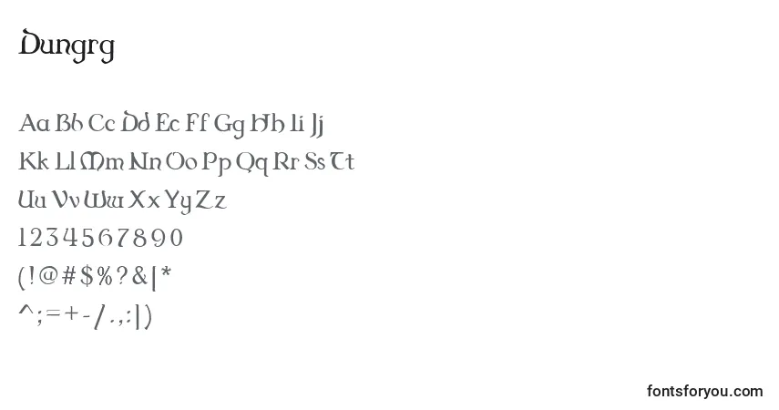 Czcionka Dungrg – alfabet, cyfry, specjalne znaki