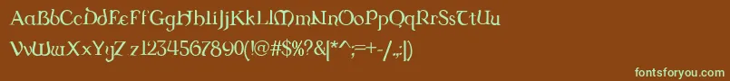 Dungrg-fontti – vihreät fontit ruskealla taustalla