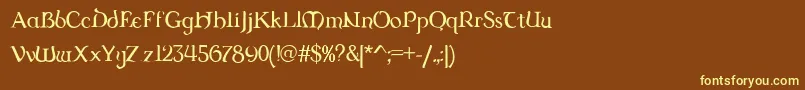 Dungrg-fontti – keltaiset fontit ruskealla taustalla