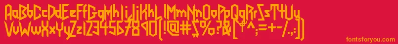 Judaspriest Font – Orange Fonts on Red Background