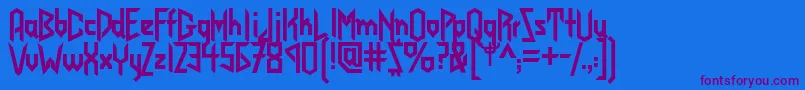 Judaspriest Font – Purple Fonts on Blue Background